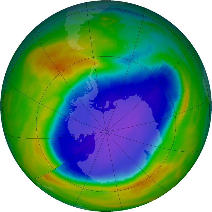 Antarctic ozone map for 08 October 1990